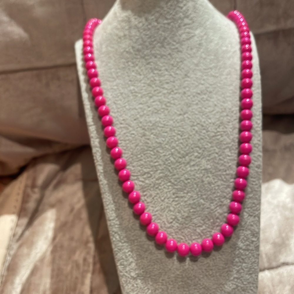 80’s Vibrant Pink Beaded Necklace Jewelry 20” Vintage - Picture 3 of 4